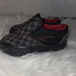Vans Kids Black and Red Checkered Sneakers